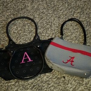 2 monogrammed "A" purses
